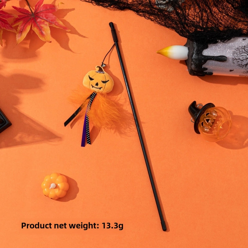 Halloween Funny Cat Stick Cartoon Doll Feather Bell Series New Halloween Cat Toy Manufacturer