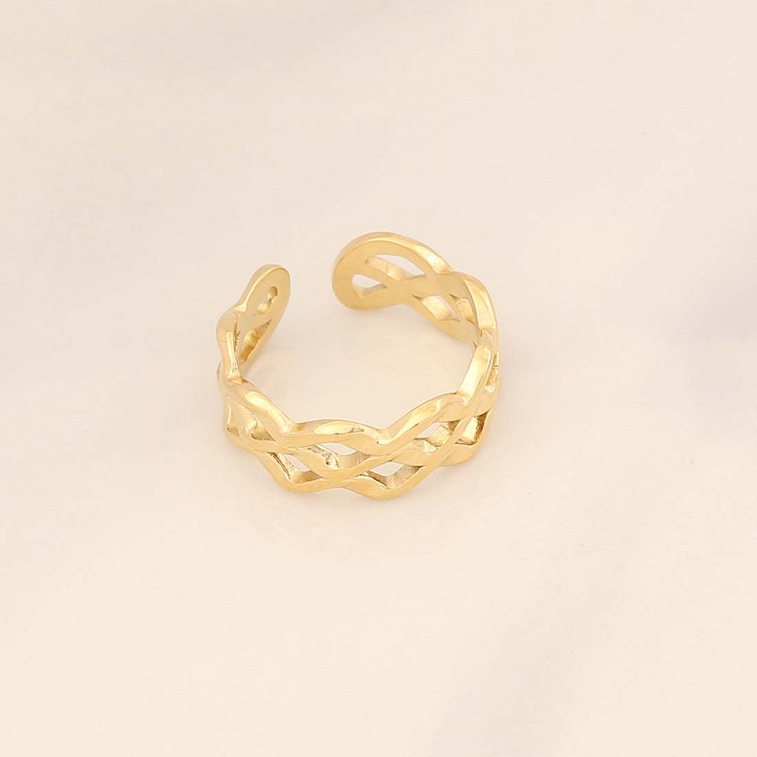 Women IG Style Bowknot Wave Stainless Steel Electroplating Rings