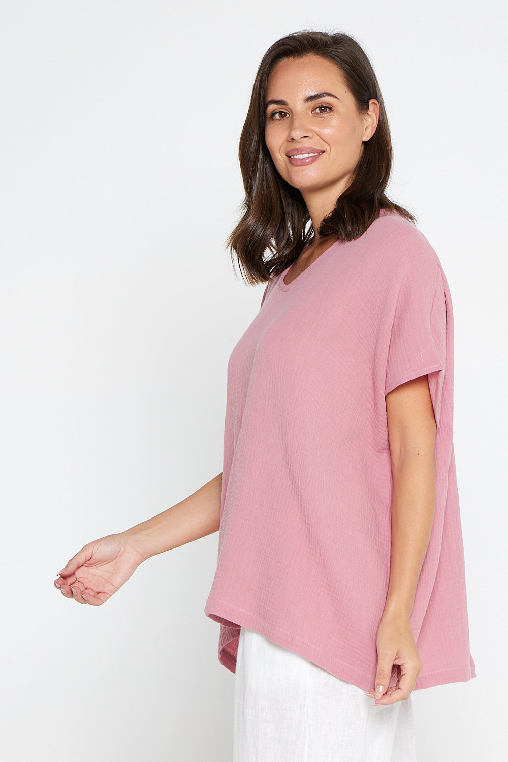 Tahiti Muslin Top - Rose