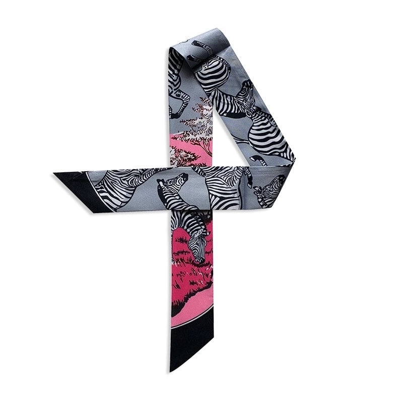Women's Minimalist Classic Style Color Block Satin Printing Silk Scarf