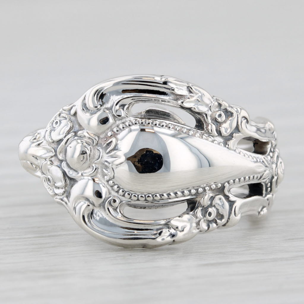 Eloquence Flower Pattern Spoon Ring Sterling Silver Size 6.25
