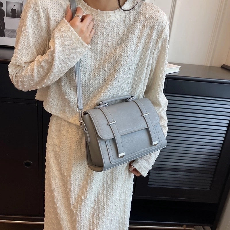 Women's Medium Pu Leather Solid Color Streetwear Square Flip Cover Crossbody Bag