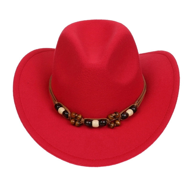 Tibetan Western Denim Top Hat Spring And Autumn New Jazz Hat Big Brim Five-pointed Star Belt Accessories Felt Hat For Men And Women