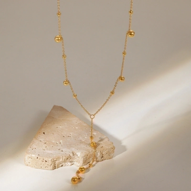 Minimalist Solid Color Titanium Steel Plating 18k Gold Plated Pendant Necklace