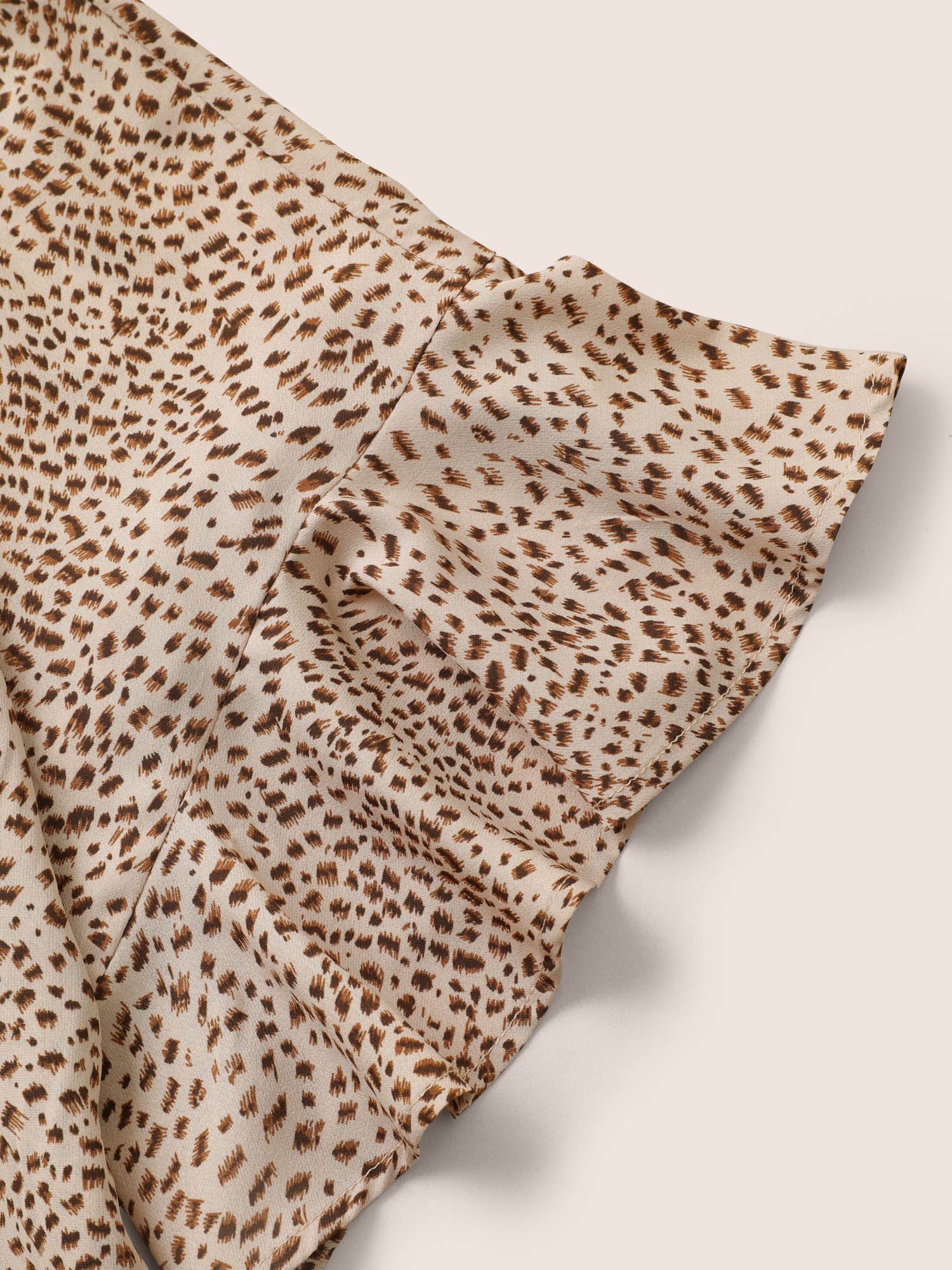 Leopard Print V Neck Ruffle Sleeve Blouse