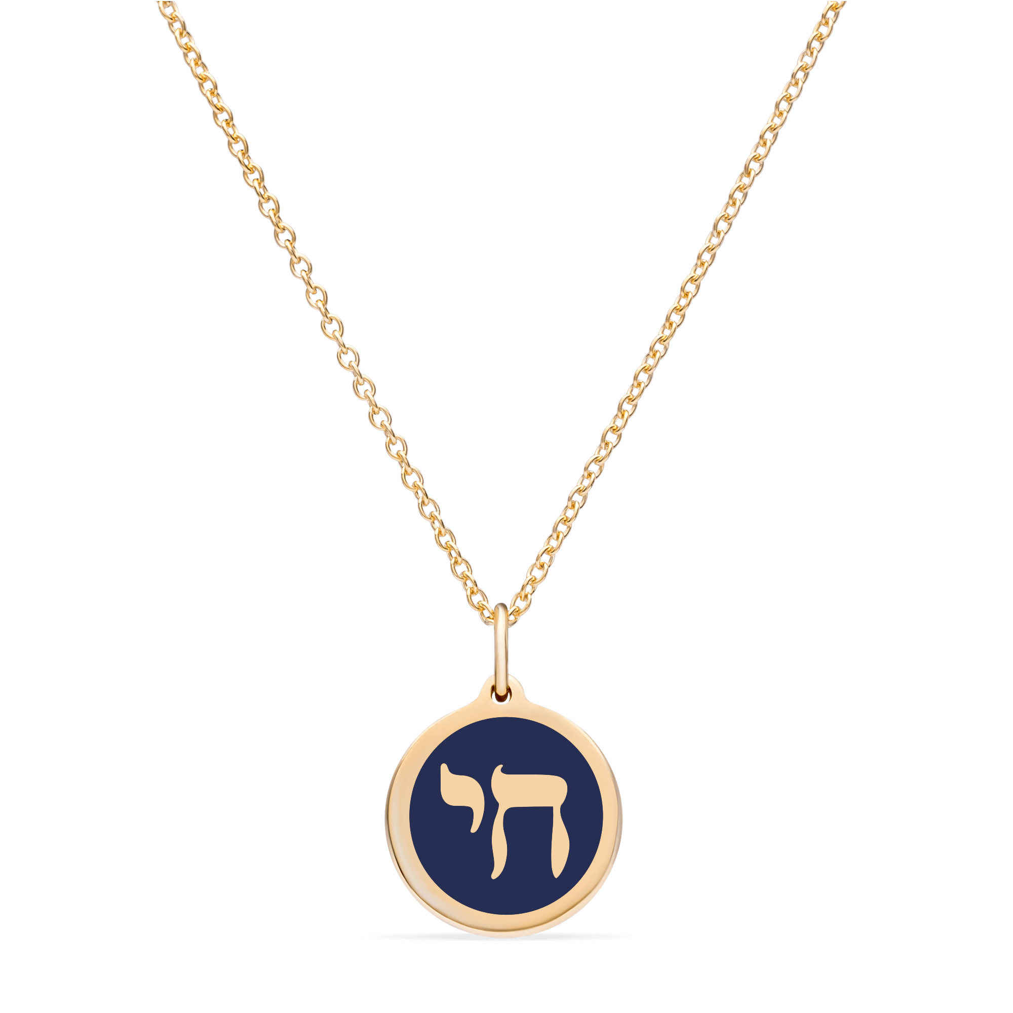 Gold-Plated Chai Pendant Necklace - Black. White or Navy