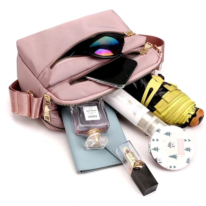 Women's Small Nylon Solid Color Basic Classic Style Square Zipper Shoulder Bag Crossbody Bag