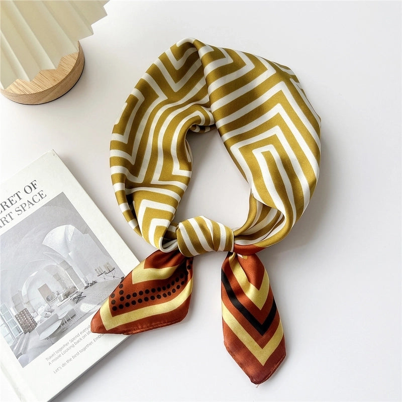 Women's Cartoon Style Cute Minimalist Printing Polyester Printing Silk Scarf