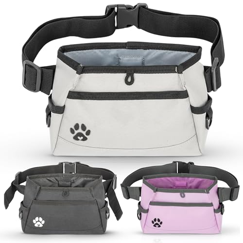 B&B Farmhouse Dog Treat Pouch for Training - Custom Design. Dog Walking Fanny Pack or Crossbody Dog Treat Pouches for Pet Training in Pet Products & Pet Supplies (Grey)