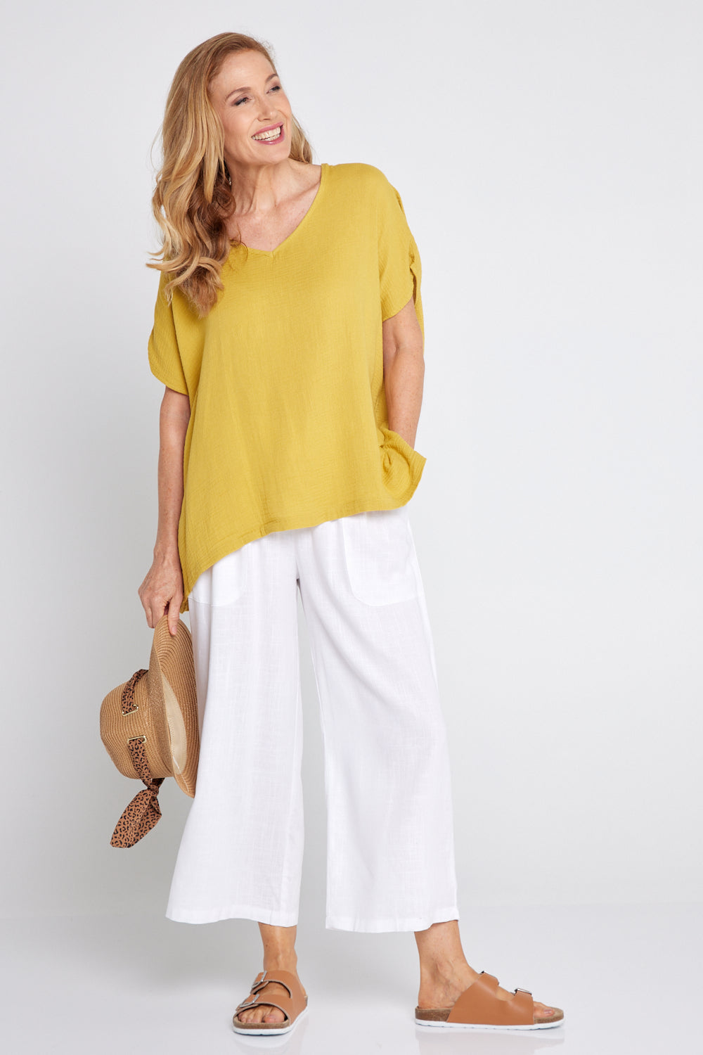 Fiji Cotton Muslin Top - Chartreuse