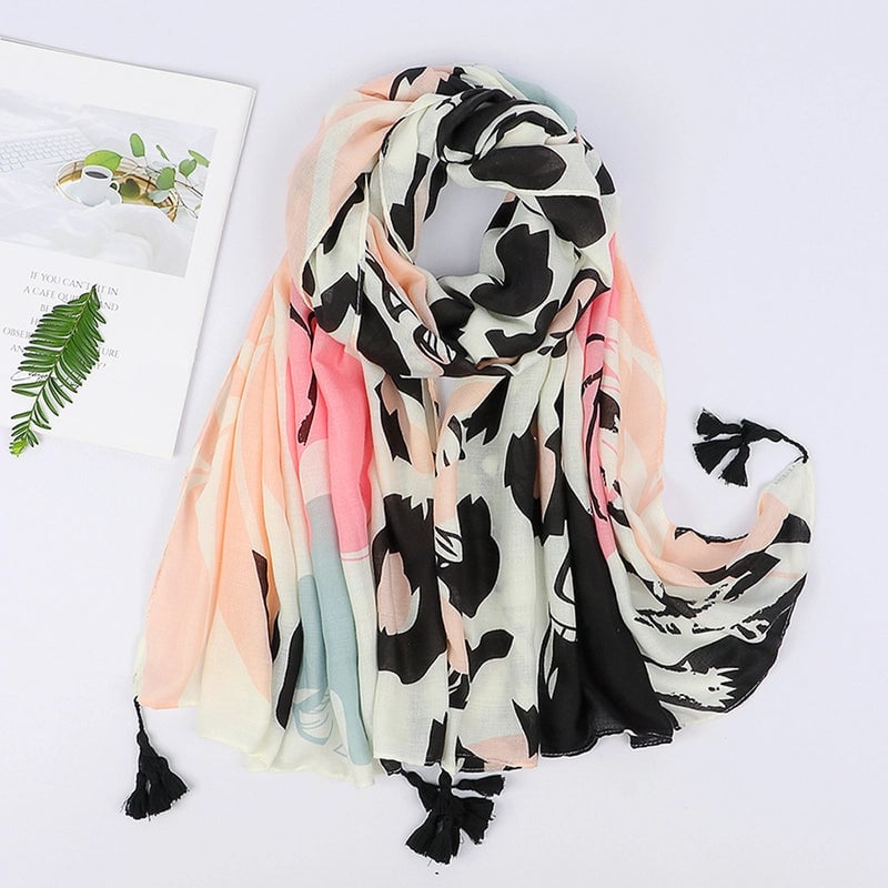 Women's Sweet Pastoral Flower Polyester Silk Scarf