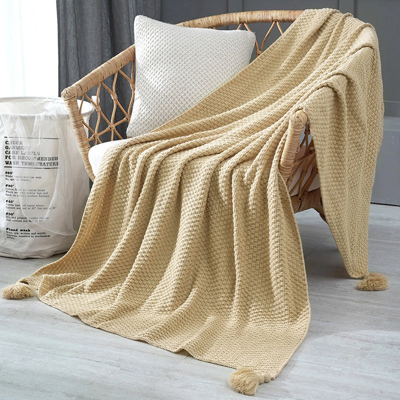 Elegant Solid Color Polyester Acrylic Blanket