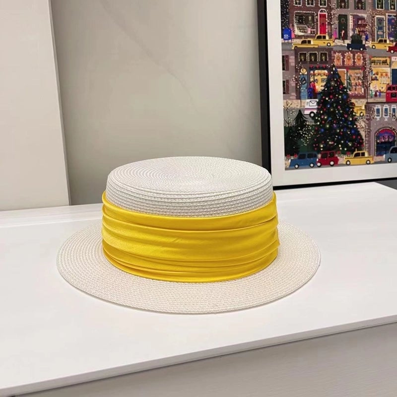 Women's Elegant Minimalist Color Block Wide Eaves Straw Hat