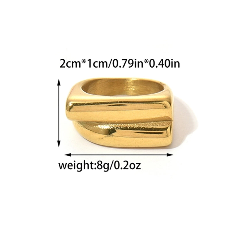 Hip-Hop Rock Streetwear Geometric 304 Stainless Steel 14K Gold Plated Rings