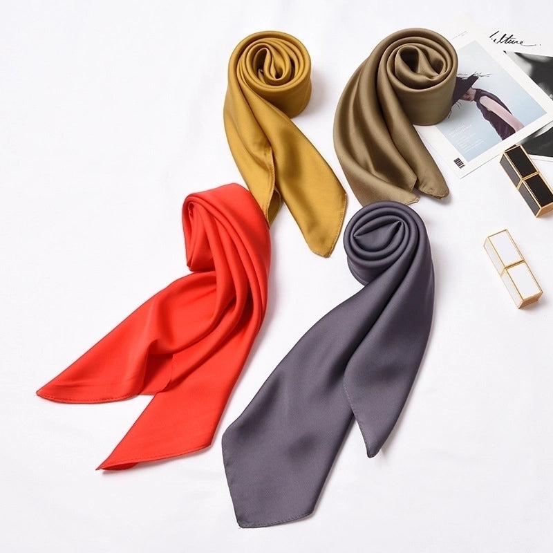 Women's Minimalist Solid Color Satin Silk Scarves
