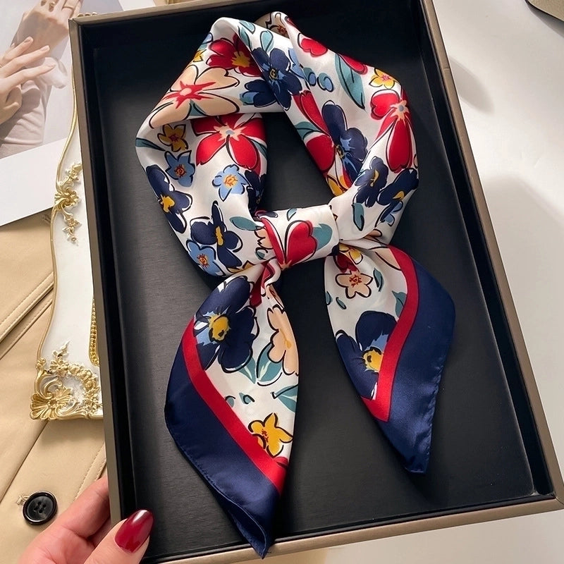 Women's Elegant Minimalist Color Block Polyester Printing Silk Scarf