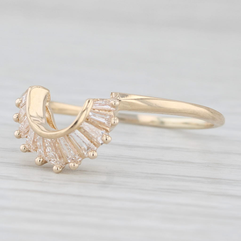 0.43ctw Diamond Baguette Ring Guard Enhancer 14k Yellow Gold Sz 10.25 Wedding