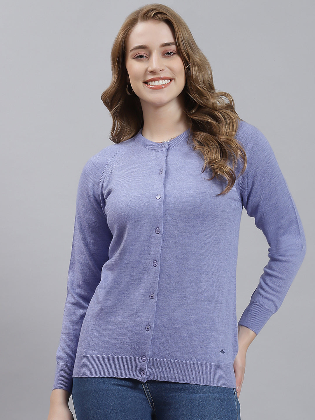 Women Purple Solid Cardigan