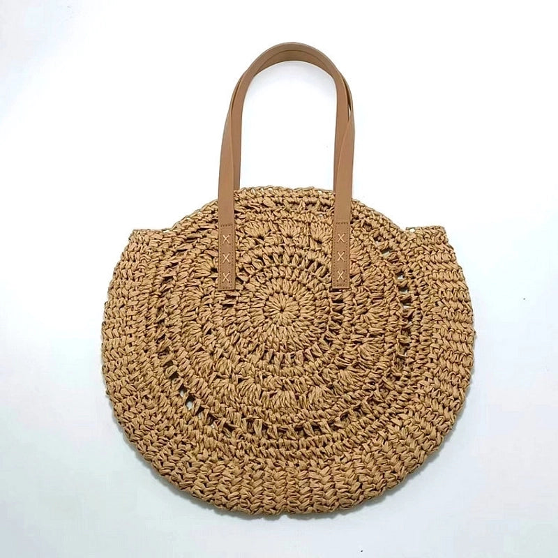 Women's Large Spring&summer Straw Vintage Style Circle Bag