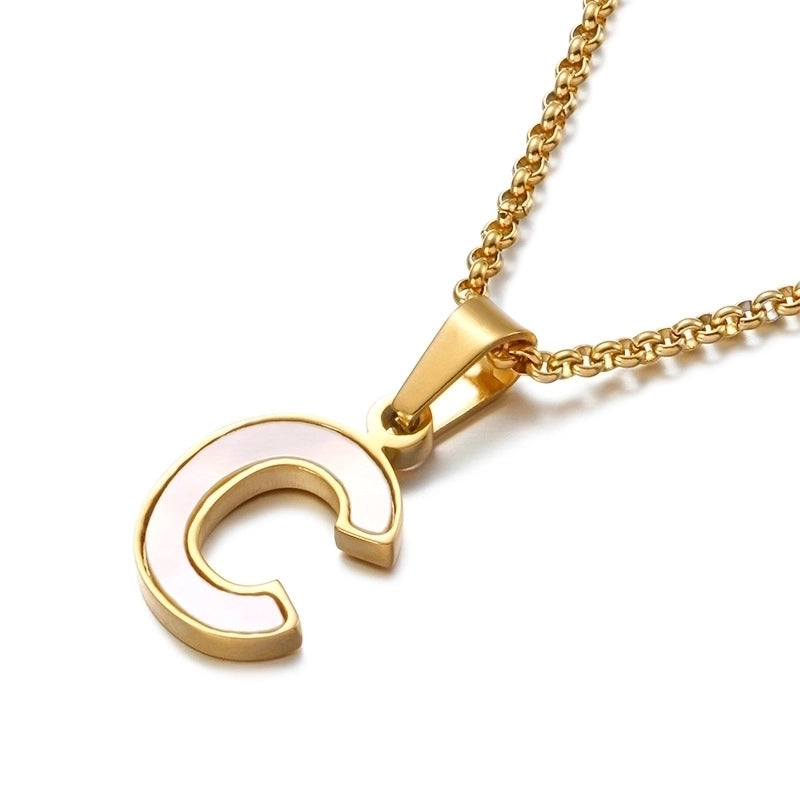 Simple Shell English Letter Titanium Steel Necklace