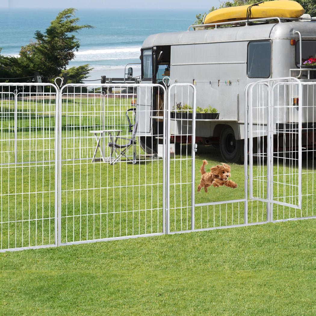 8 Panel 48'' Puppy Exercise Playpen Enclosure - White