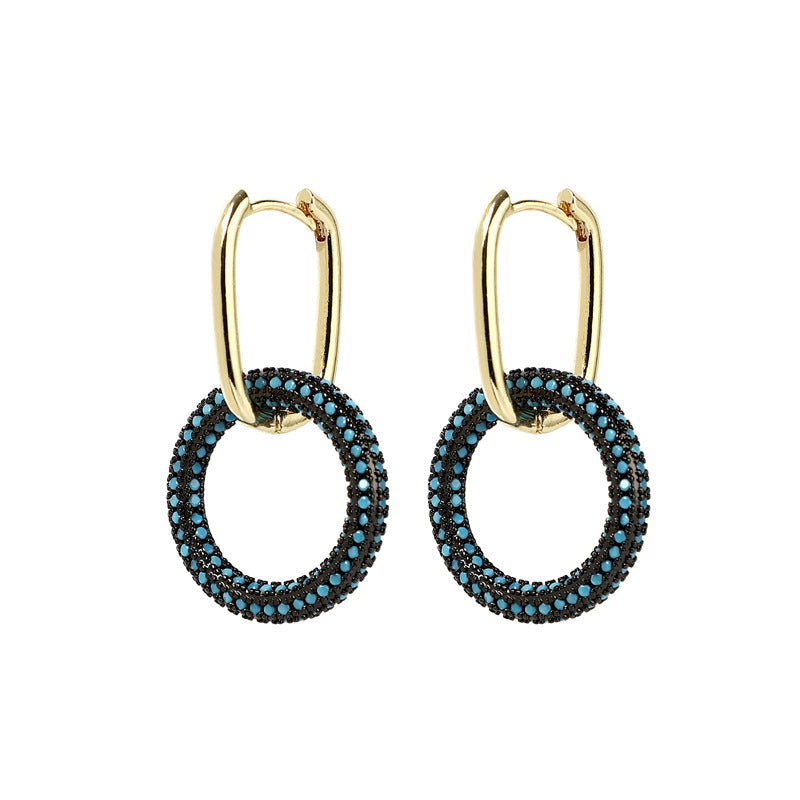 Minimalist Elegant Women Star Hollow Geometric Metal Geometric Zircon Earrings