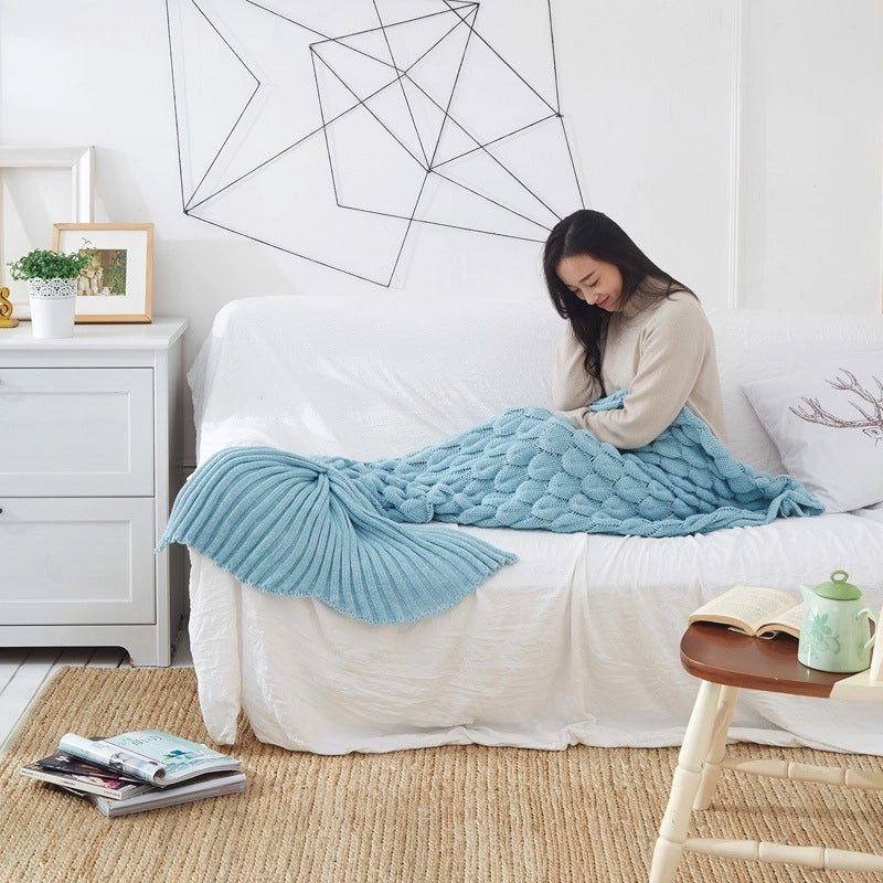 Fashion Solid Color Mermaid Acrylic Blanket