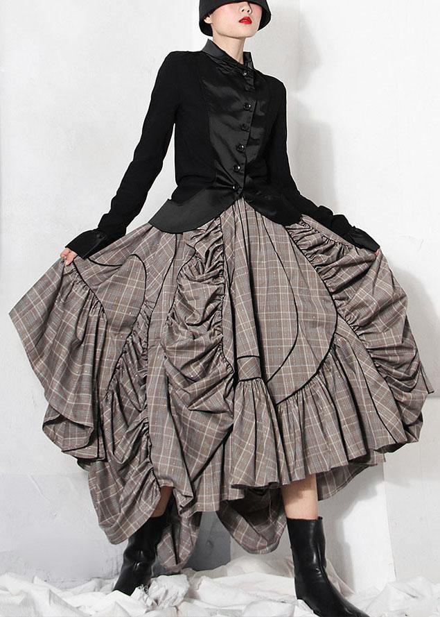 Plus Size Plaid Asymmetrical design Cinched Summer A Line Skirt