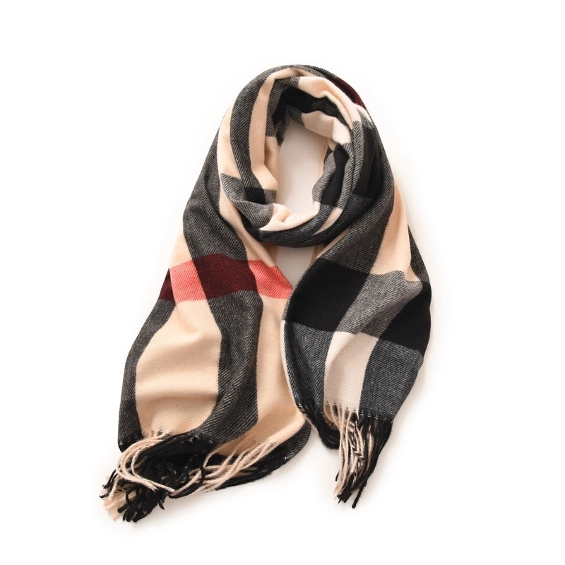 Women's Basic Plaid Polyester Scarf