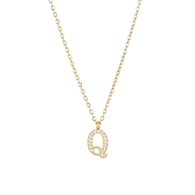 Minimalist Letter 304 Stainless Steel Zircon 16K Gold Plated White Gold Plated Plating Inlay Pendant Necklace