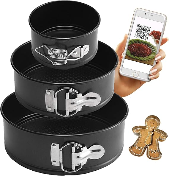 3-Piece Non-Stick Cake Tin Set (22cm. 24cm. 26cm) . Round Bakeware Cake Pan