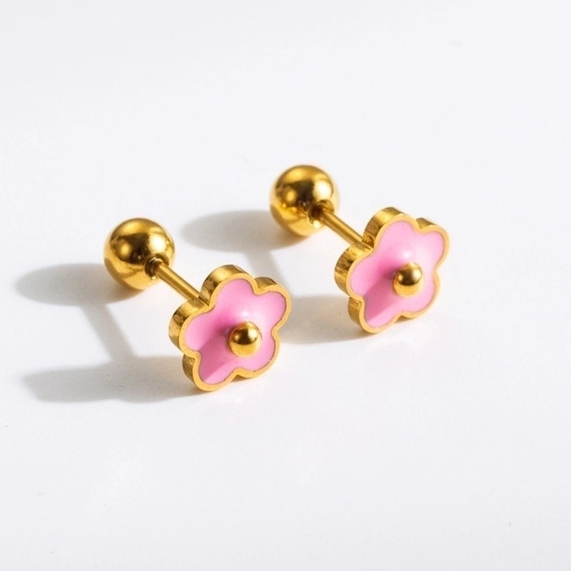 1 Pair Commute Rabbit Heart Shape Crown 304 Stainless Steel 18K Gold Plated Ear Studs