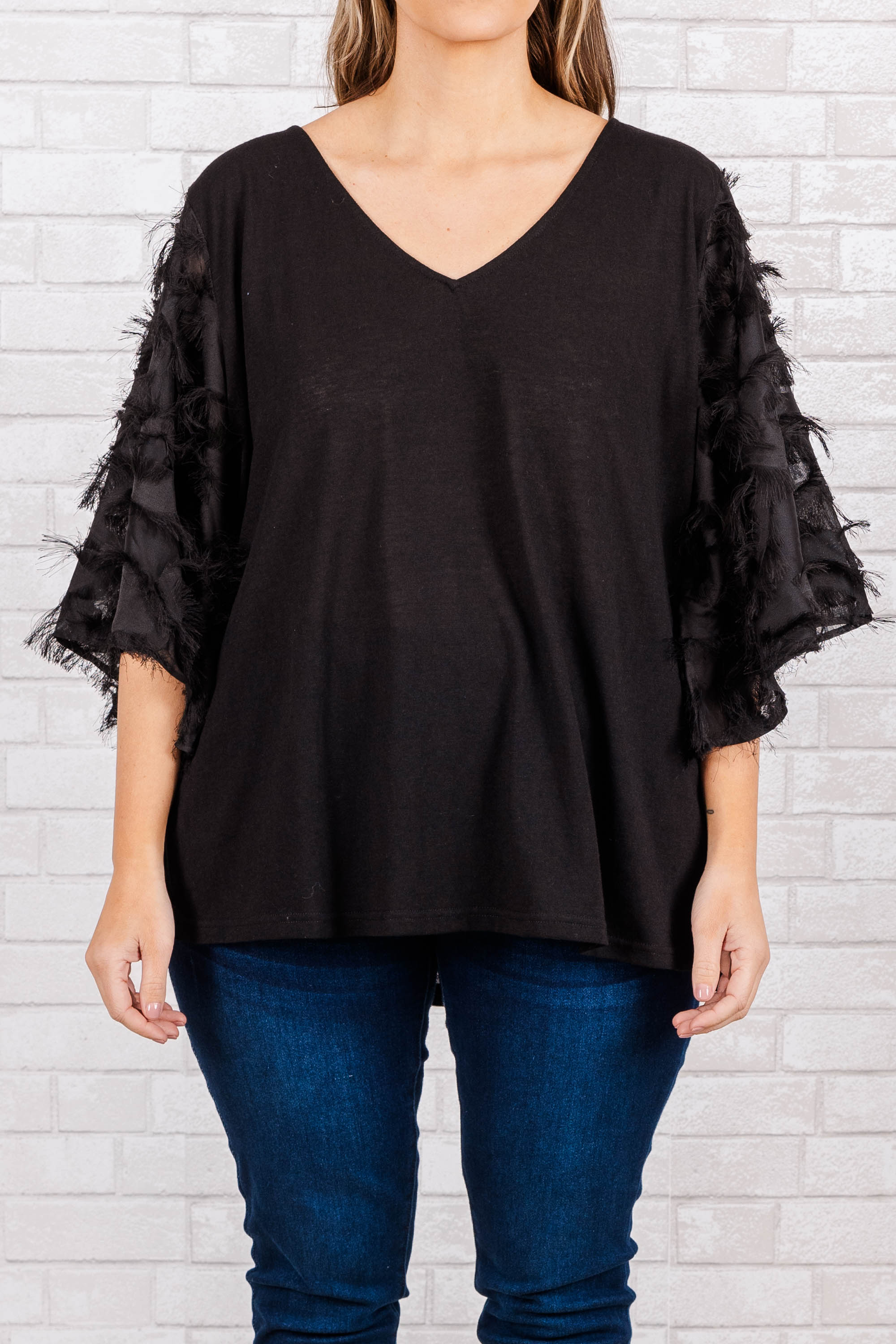 Feathered Delight Top. Black