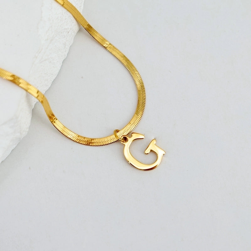 304 Stainless Steel 18K Gold Plated Luxurious Commute Letter Pendant Necklace