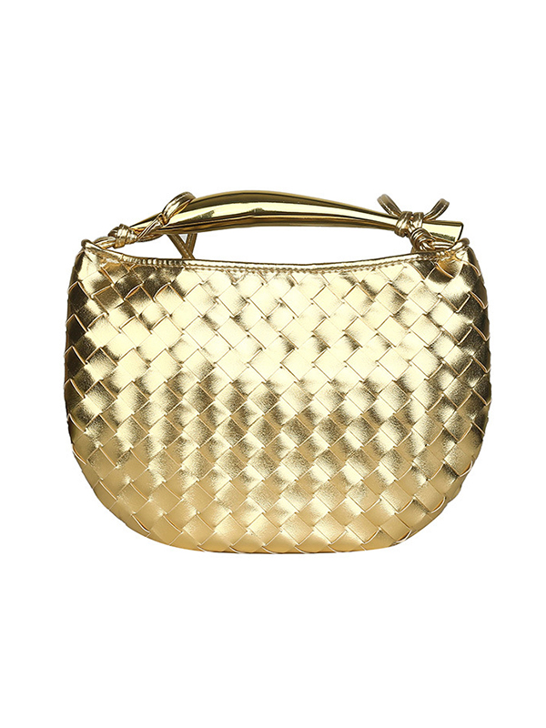 Geometric Split-Joint Woven Zipper Bags Handbags