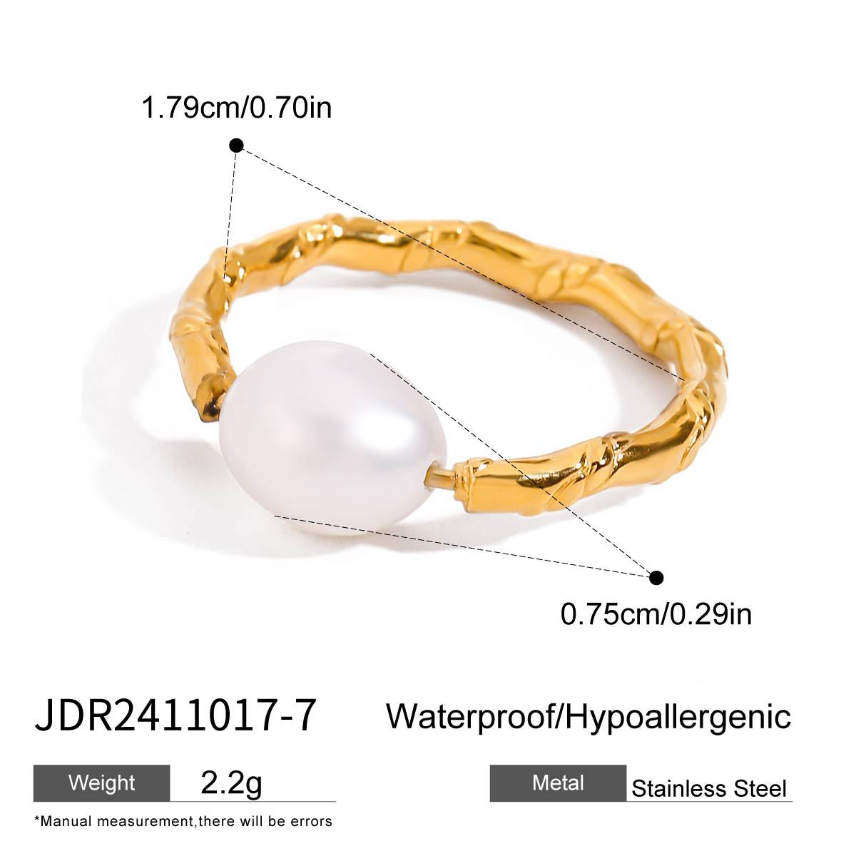 Jie Ding Freshwater Pearl Ring Titanium Steel Jewelry Stainless Steel Rings