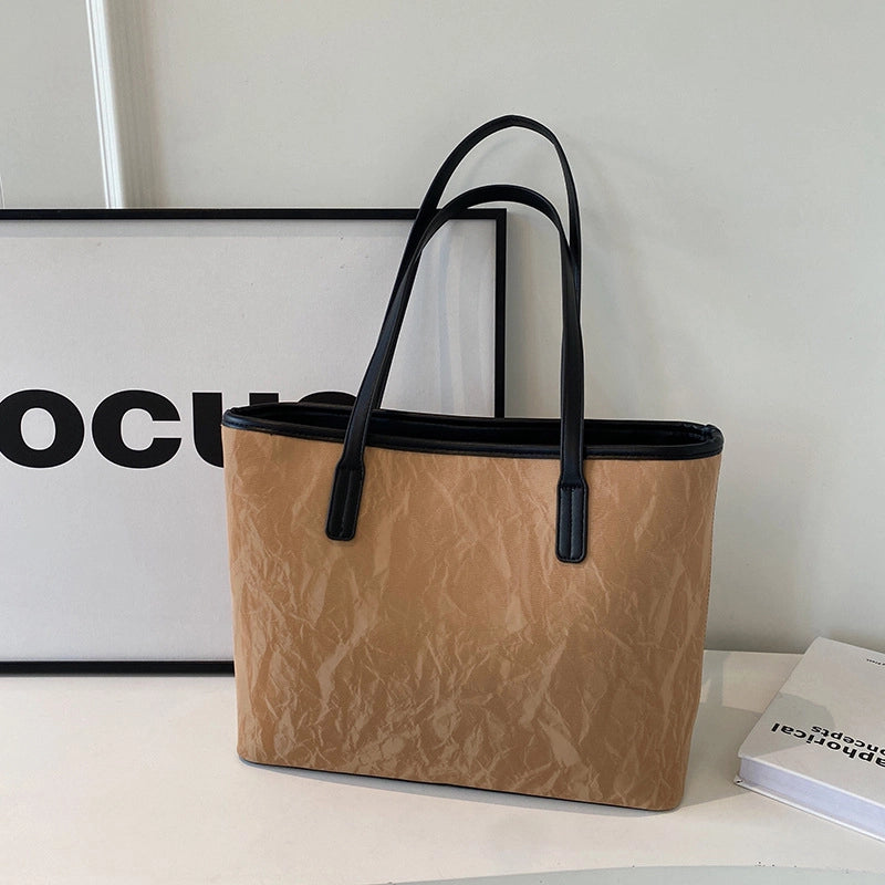 Women's Large Pu Leather Solid Color Streetwear Square Zipper Shoulder Bag Tote Bag