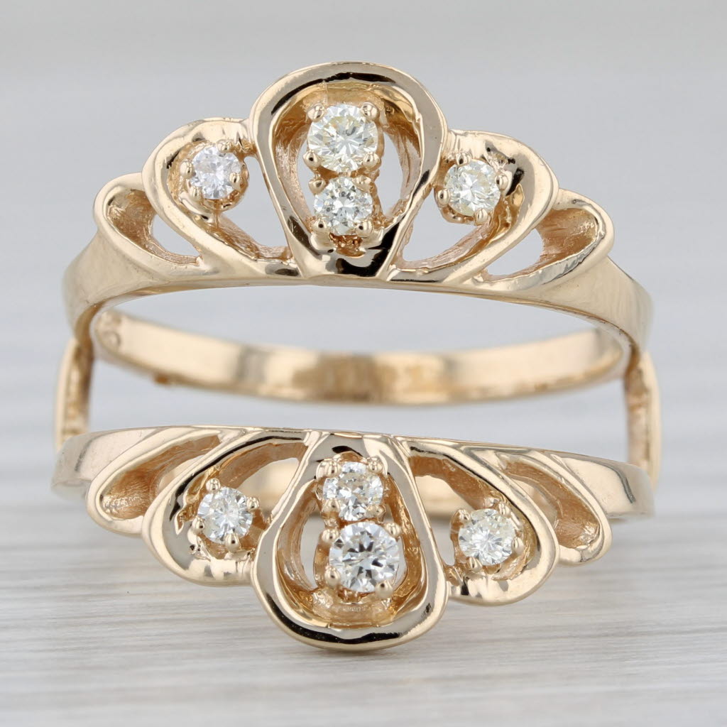 0.20ctw Diamond Ring Guard Jacket 14k Yellow Gold Size 6.5 Bridal