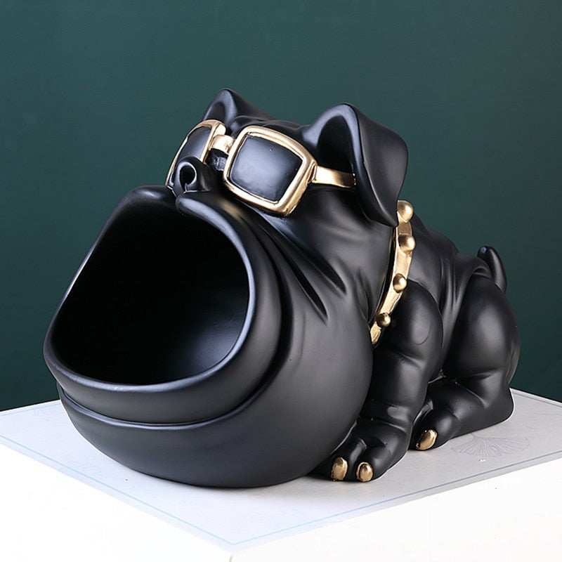 Bulldog Sculpture Storage Bin