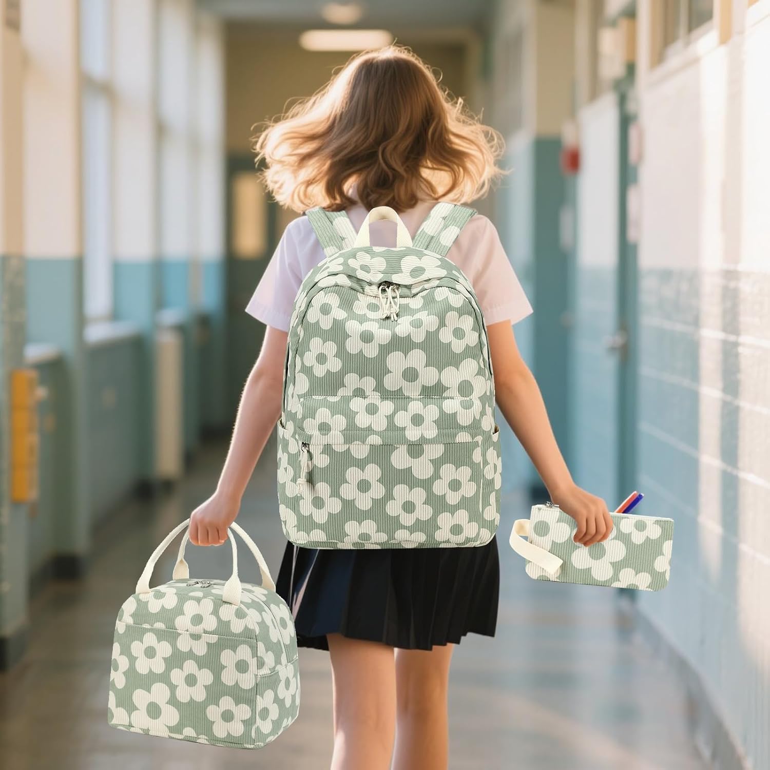 Bluboon School Backpack Teens Girls Boys Kids School Book Bags with Lunch Box Pencil Bag