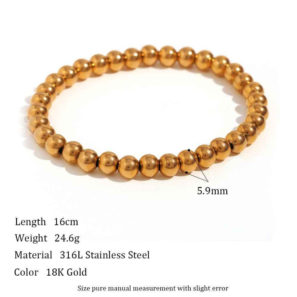 Women Fashion Round Geometric Stainless Steel 18K Gold Plated Bracelets