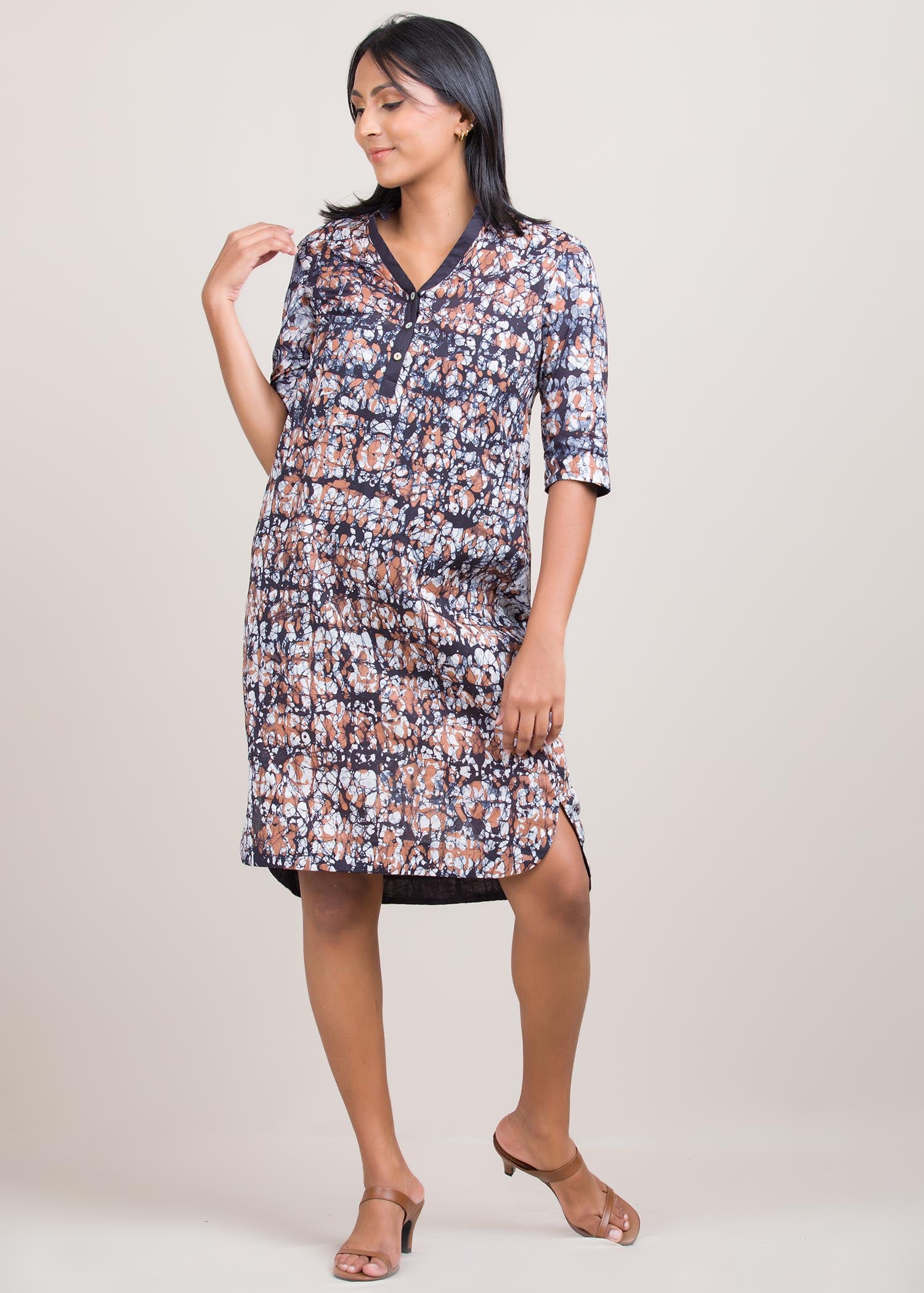 batik knee length dress