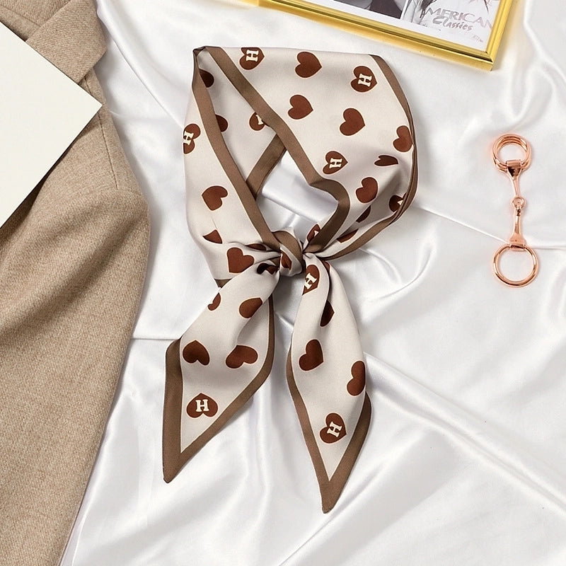 Women's Elegant Flower Satin Silk Scarf