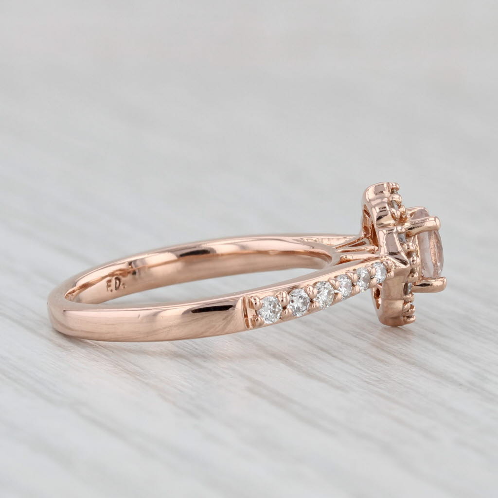 0.68ctw Morganite Diamond Halo Engagement Ring 14k Rose Gold Size 5.5