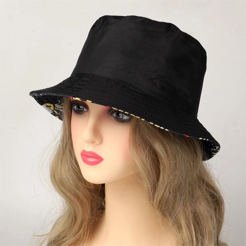 Women's Vacation Beach Animal Coconut Tree Fish Printing Wide Eaves Bucket Hat