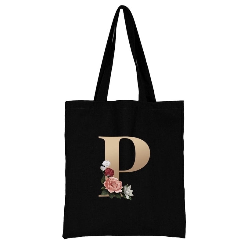 Women's Minimalist Letter Flower Shopping Bags