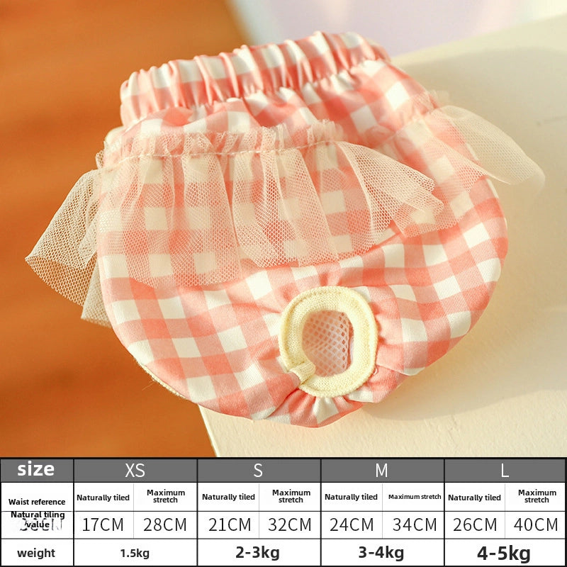 Pet Dog Menstrual Teddy Anti-harassment Physiological Pants Pet Supplies Menstrual Pants Plaid Physiological Pants