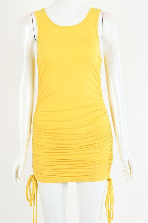 Drawstring Sleeveless Mini Dress