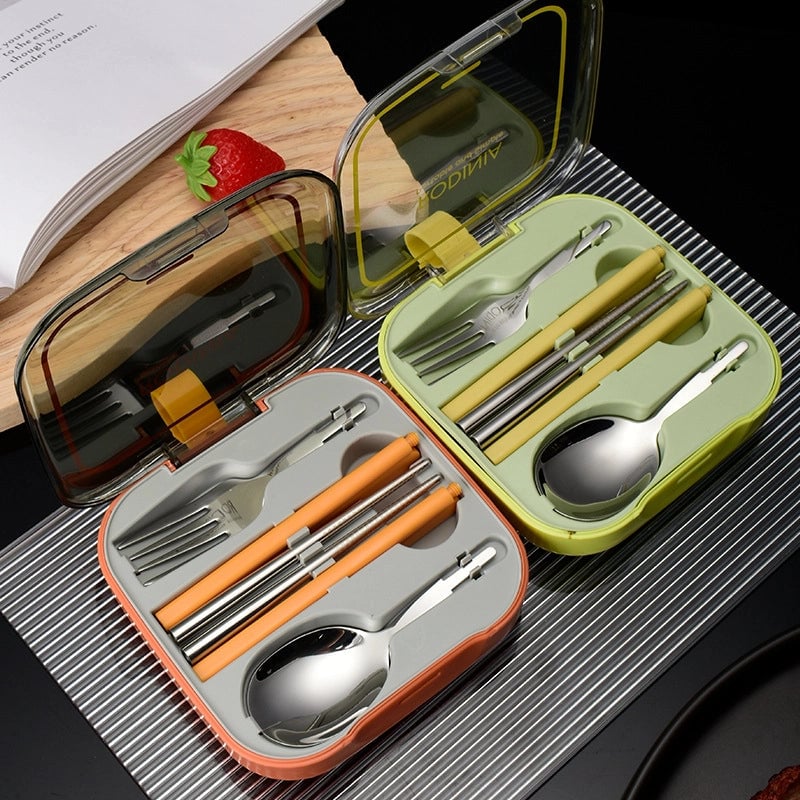 Mingrui Stainless Steel Knife. Fork And Spoon Suit Creative Student Office Worker Picnic Camping Folding Portable Tableware High Quality