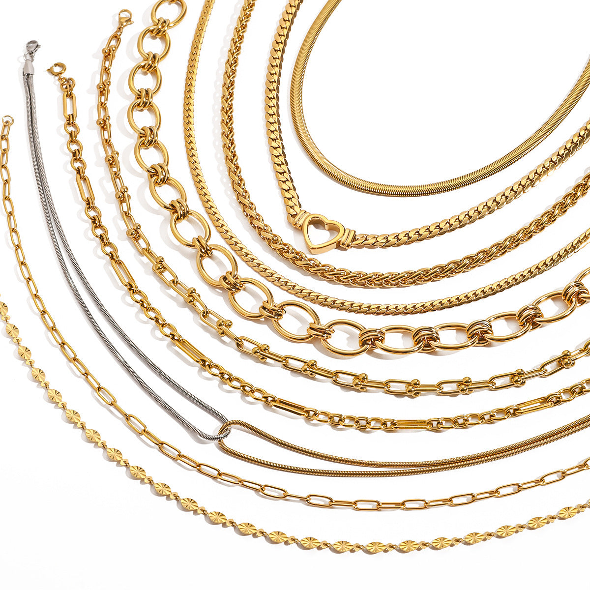 Jie Ding Stainless Steel Gold Necklace Cuban Clavicle Chain Titanium Steel Necklace